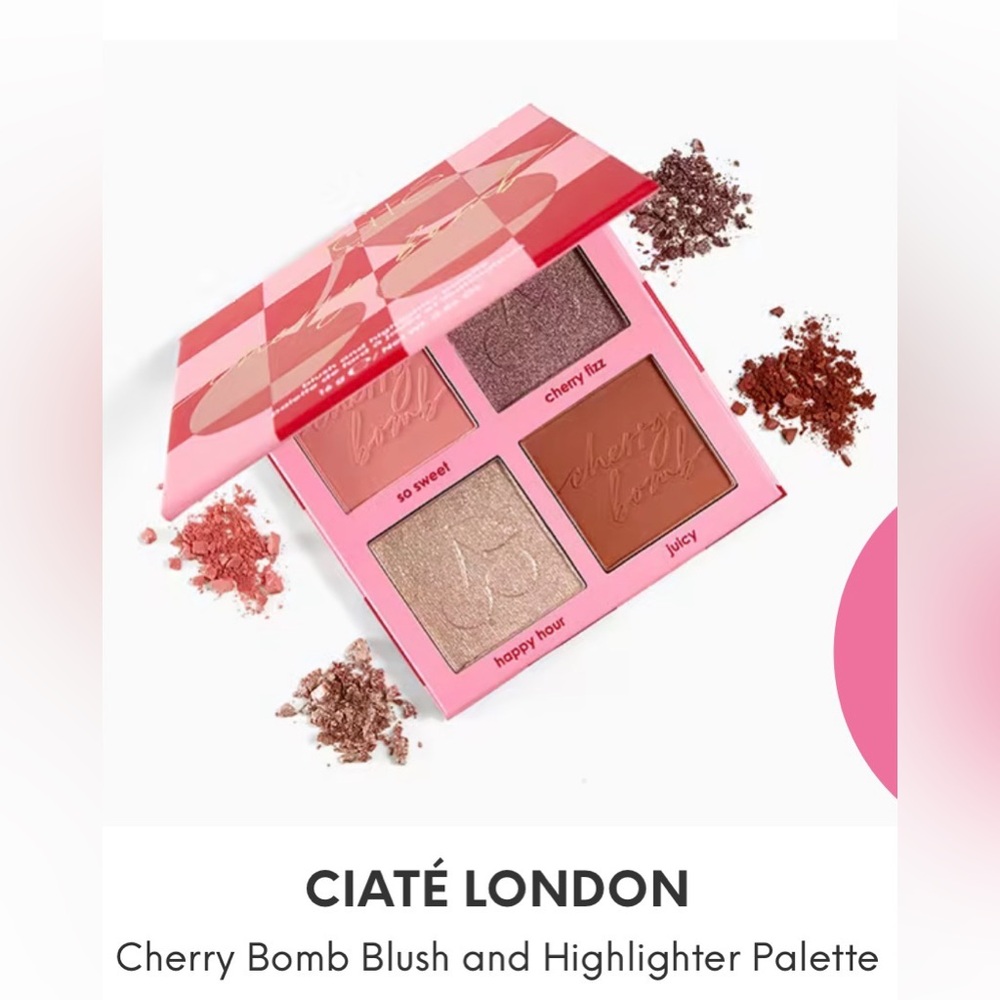 CIATÉ LONDON
Cherry Bomb Blush & Highlighter Palette
16g - 4 Shades Light-Medium